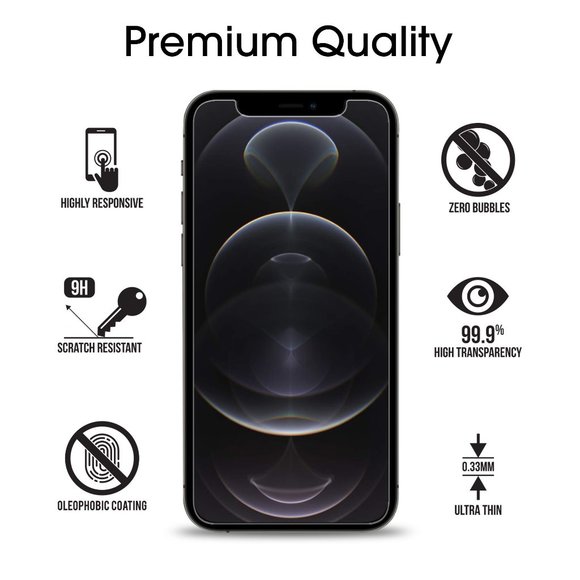 [3 Pack] iPhone 12 Pro Max Tempered Glass Screen Protector + Installation Tool - Picture 5 of 6